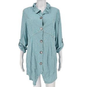 Soft Surroundings Sasha Striped Tunic Button Down S